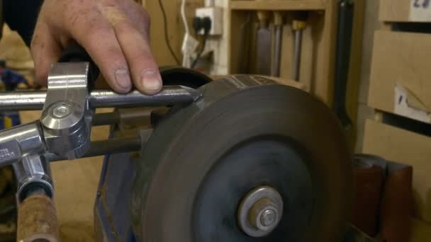 Carpintero trabajando con sierra circular - Metraje, vídeo