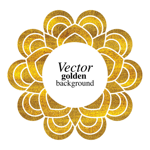 Mandala. Abstract oriental golden circle vector ornament. Ink flower background - Вектор,изображение