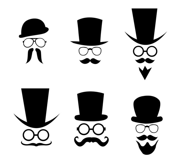 Hat, glasses and mustache. Vector illustration - Vector, imagen