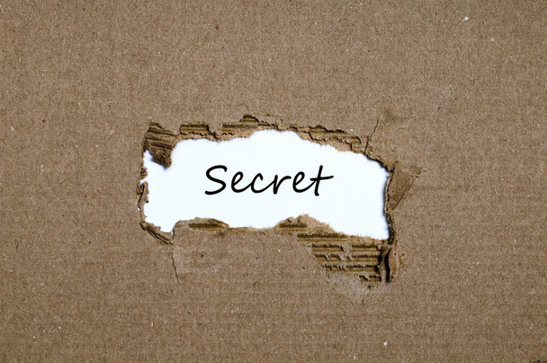 Το μυστικό λέξη που εμφανίζεται πίσω από το σκισμένο χαρτί - Φωτογραφία, εικόνα