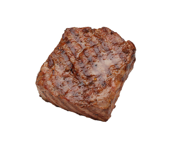 Juicy grilled steak isolated on white background - Photo, image