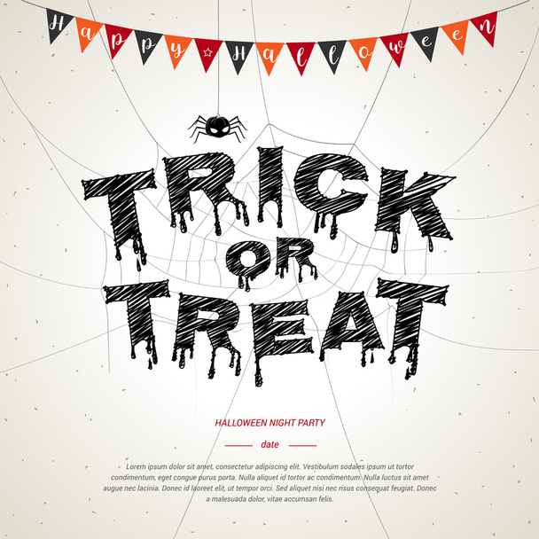 Happy Halloween, trick or treat poster background in white grunge - Vector, imagen