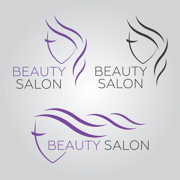 Mooie vrouw vector logo sjabloon voor kapsalon, beauty, cosmetische ingrepen - Vector, afbeelding