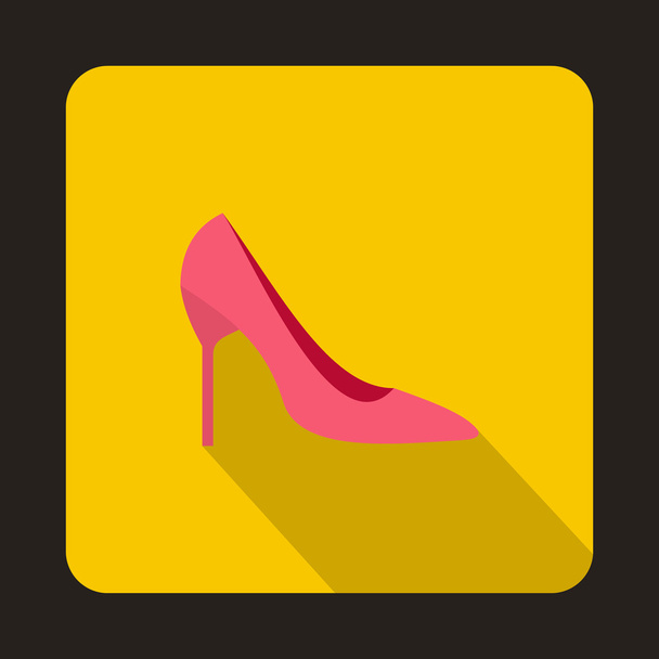 Pink high heels icon, flat style - Vecteur, image