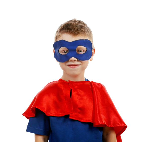 Süper kahraman çocuk, üzerinde beyaz izole - Fotoğraf, Görsel