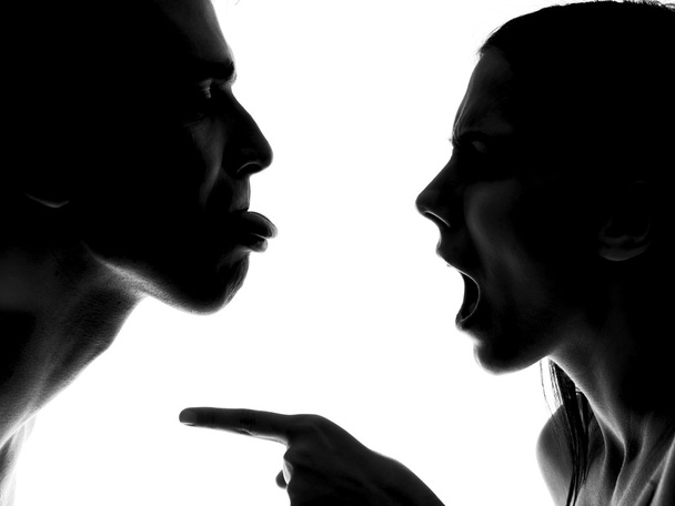 Couple arguing , shouting on each other, black and white - Photo, Image