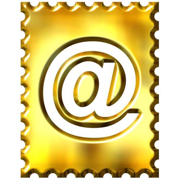 3D-gouden stempel met e-mail symbool - Foto, afbeelding