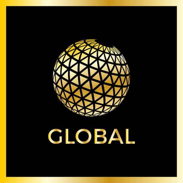 Driehoek Pixel Global Media Logo sjabloon - Vector, afbeelding