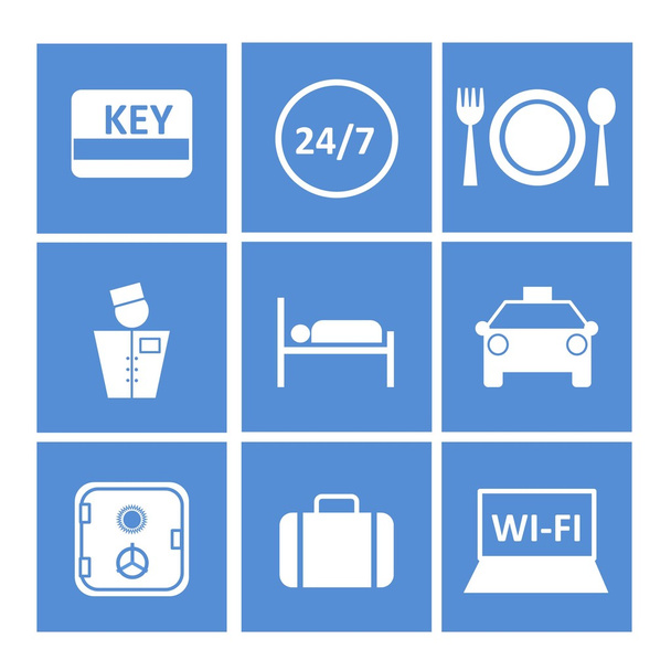 Iconos azules para la página web del hotel
 - Foto, Imagen