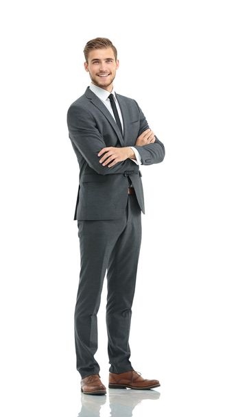 Full body of young handsome business man isolated on white backg - Φωτογραφία, εικόνα