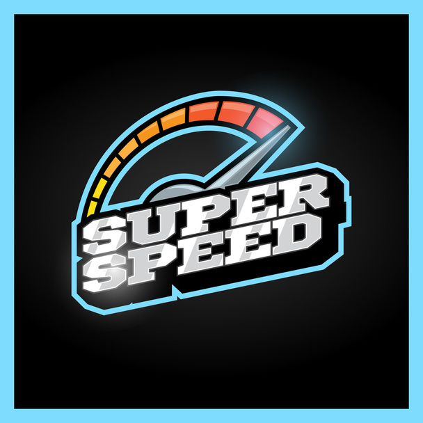 Tacho Max Super Speed Logo. Emblem im Retro-Stil - Vektor, Bild