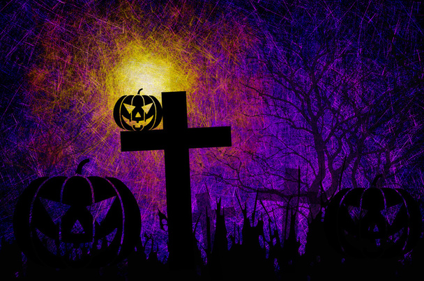 Grunge texturierte Halloween-Nacht Hintergrund - Foto, Bild