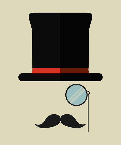 hat mustache lupe male design - Vector, afbeelding