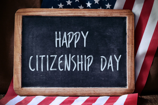 texto feliz dia da cidadania e bandeira dos EUA
 - Foto, Imagem