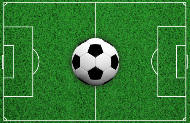 3D rendering voetbal op voetbalveld - Foto, afbeelding