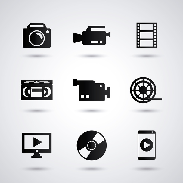 Video movie and media icon set - Vektor, kép