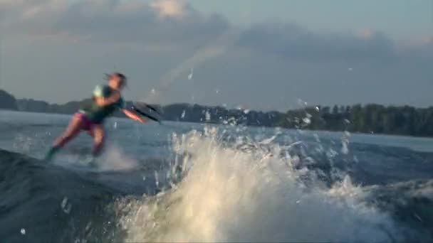 Wakeboarder girl fail in water - Footage, Video