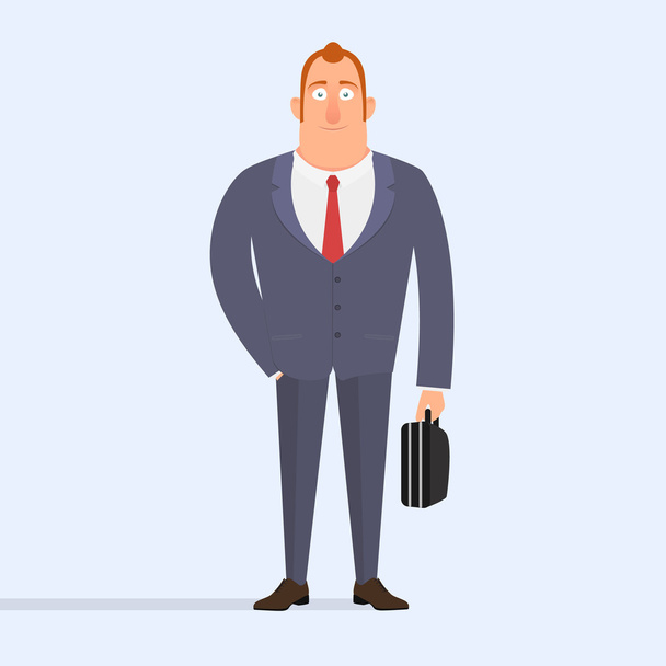 man in  suit stands on  light background. Office worker. - Vector, Image