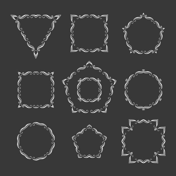 Ensemble vectoriel de dix cadres floraux rétro différents
 - Vecteur, image