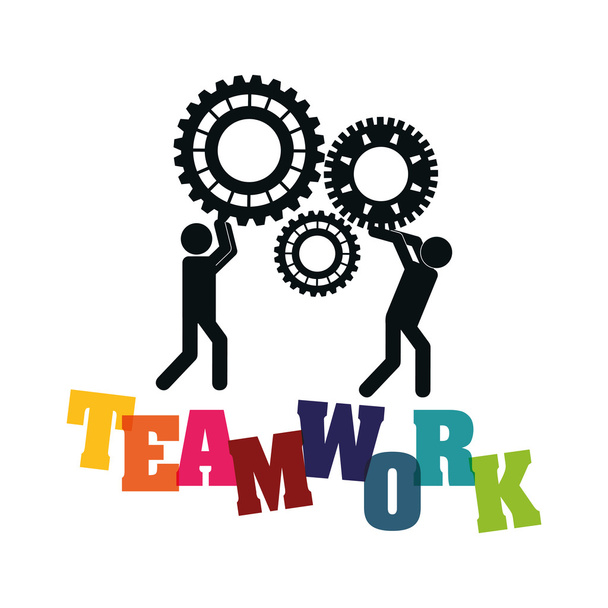 pictogram gears teamwork support design - Vector, Image