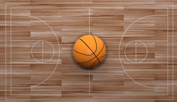 3D-Rendering Basketball auf Holzgrund - Foto, Bild