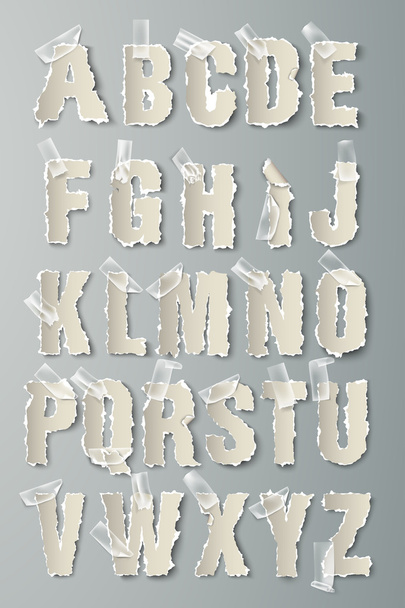 Set of letters from torn paper - Vektor, Bild