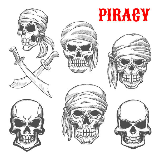 Пиратские черепа и иконы крестообразных костей
 - Вектор,изображение