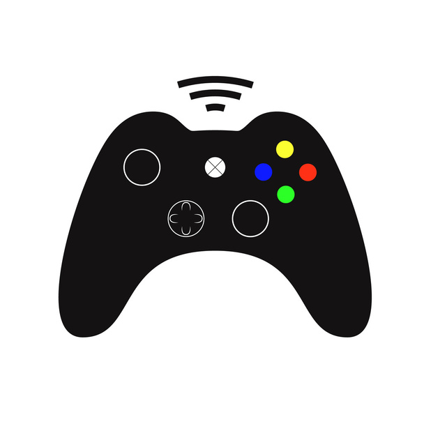 Joystick preto. Ilustração simples do controlador de jogos. Isolado em branco. Vector. EPS 8
 - Vetor, Imagem