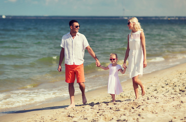 happy family in sunglasses on summer beach - Photo, Image