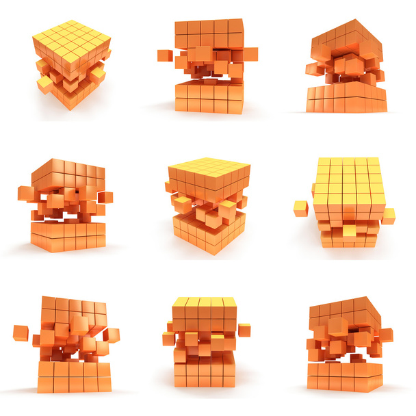 Cubi astratti 3d. set
 - Foto, immagini