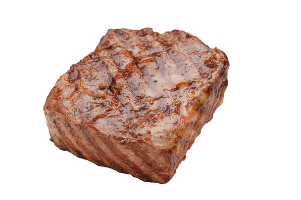Juicy grilled steak isolated on white background - Photo, image