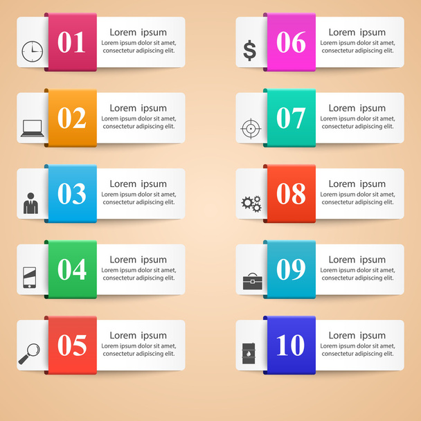 Infographic design. List of 10 items. - Διάνυσμα, εικόνα