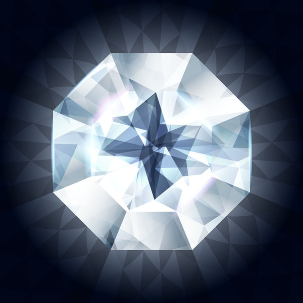 Ρεαλιστική διαμάντι, σε προβολή επάνω σε γυαλιστερό φόντο. - Διάνυσμα, εικόνα