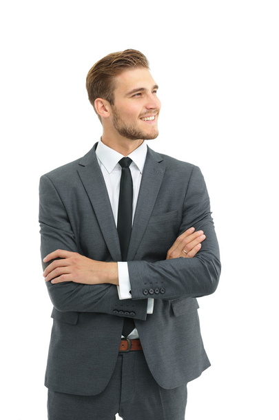 Handsome businessman standing  isolated on white background - Φωτογραφία, εικόνα