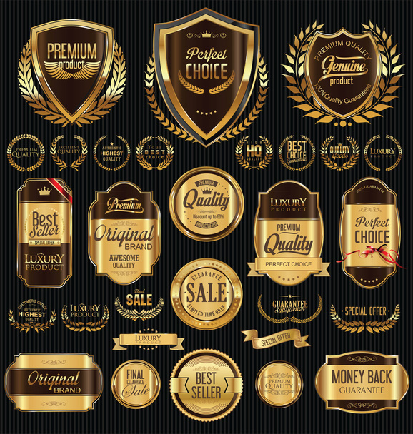 Quality golden badges and labels collection - Вектор, зображення