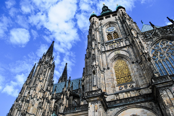 St. Vitus Cathedral in Prague against the blue sky. - Photo, Image