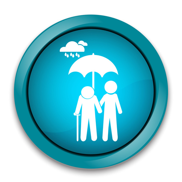 Ember gazdaság esernyő és idősek - Vektor, kép