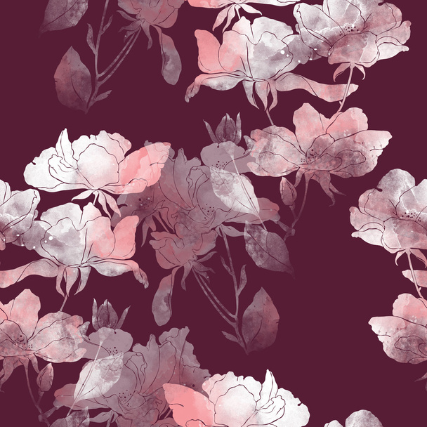 Wild rose seamless pattern - Foto, afbeelding