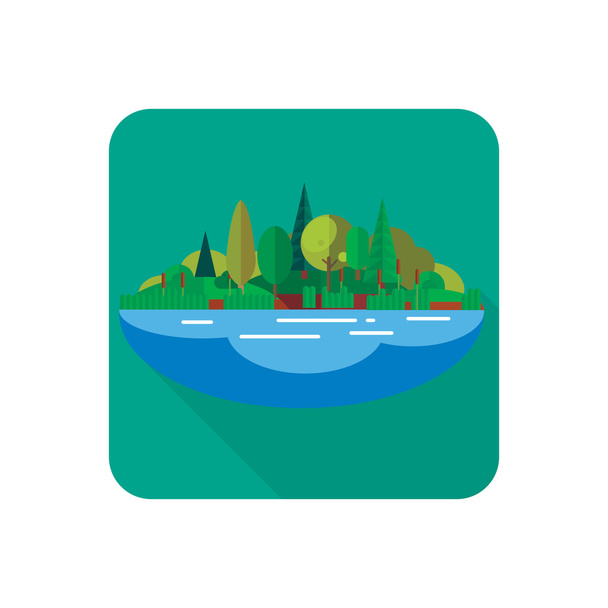 Lake and forest color flat icon - Vetor, Imagem