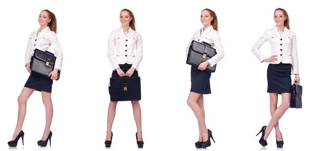 бізнес-леді з портфелем ізольовані на білому
 - Фото, зображення