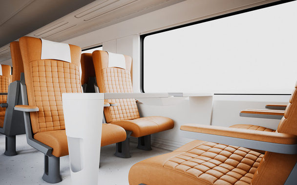 Lederen fauteuil binnen trein - Foto, afbeelding