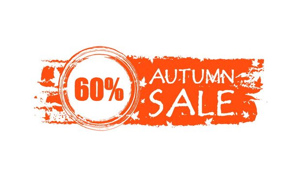 venta otoño banner dibujado con 60 porcentajes y hojas de otoño, ve
 - Vector, imagen