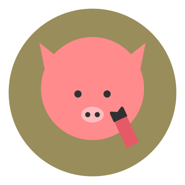 Vector icon in flat design on colorful background pig face - Vector, Image