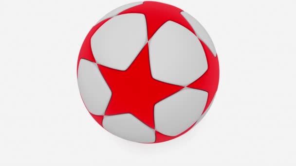 Μπάλα ποδοσφαίρου σε λευκό και κόκκινο σε λευκό - Πλάνα, βίντεο