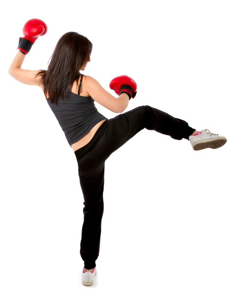Woman kick boxing position - Foto, Imagem