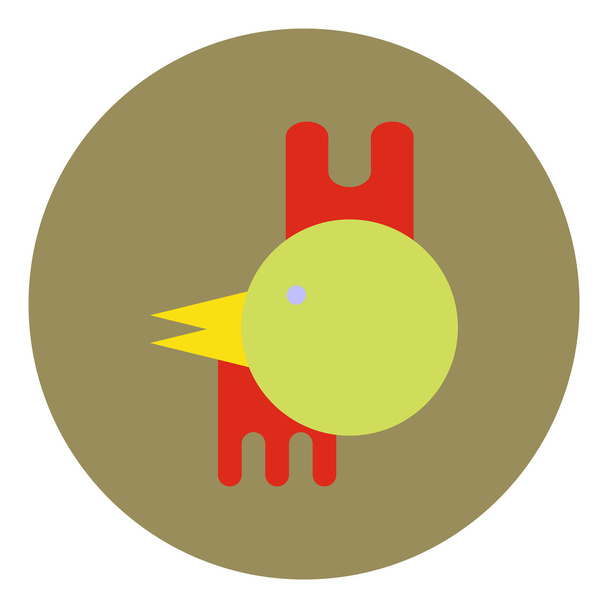 Icône vectorielle en design plat sur fond coloré tête de poule
 - Vecteur, image