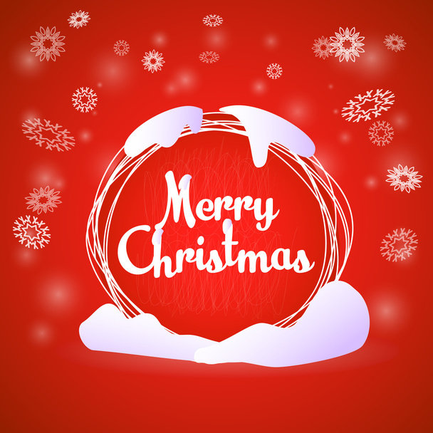 Merry Christmas round greeting red card - Vector, imagen