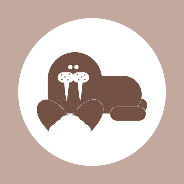 Icona vettoriale in design piatto su sfondo colorato Walrus
 - Vettoriali, immagini