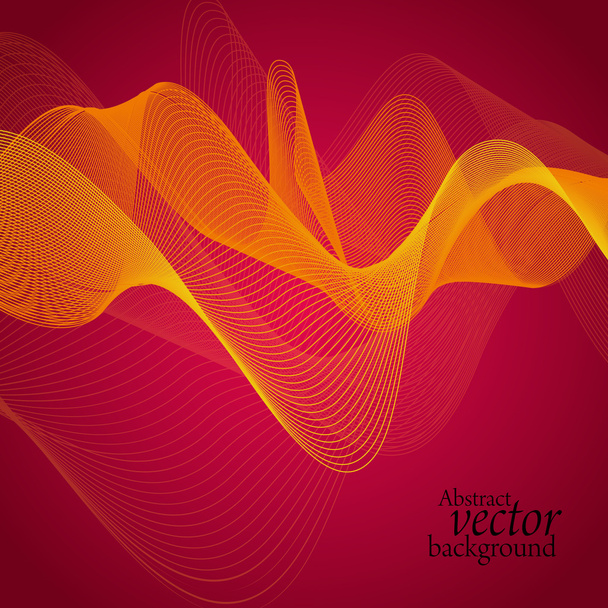 Abstract yellow vector waves on red background - Vektor, kép