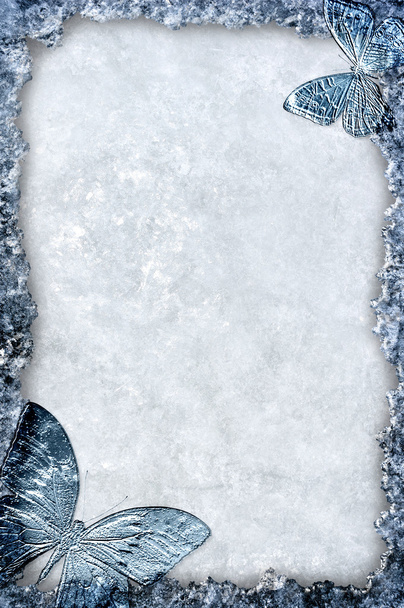 το Blue ice πλαίσιο με φόντο πεταλούδες - Φωτογραφία, εικόνα
